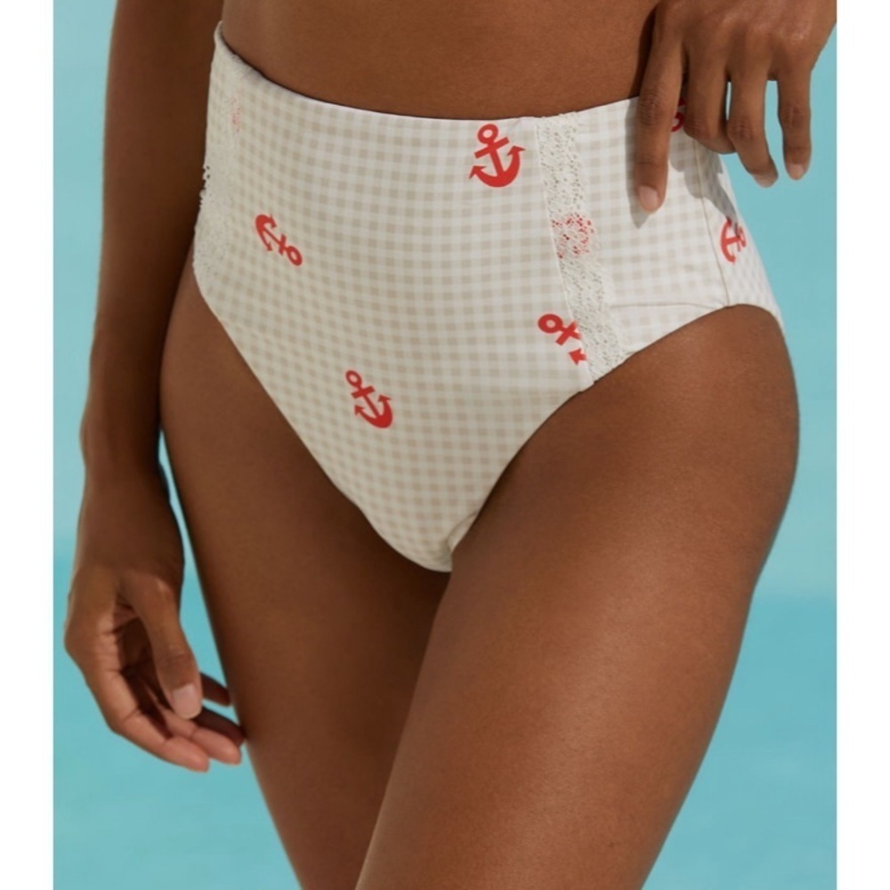 NEW ANTHROPOLOGIE CELANDINE Pippa Trimmed High-Waist Bikini Bottoms